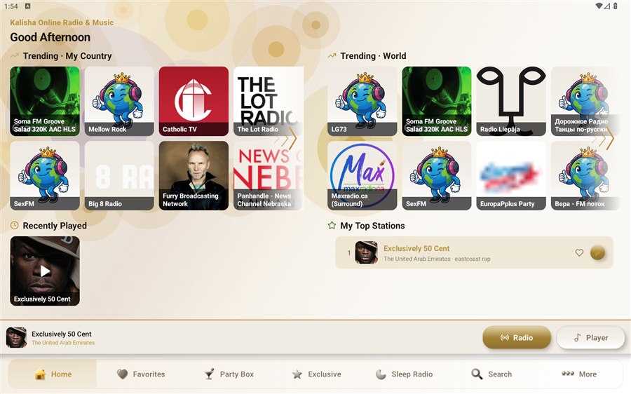 Tablet home screen